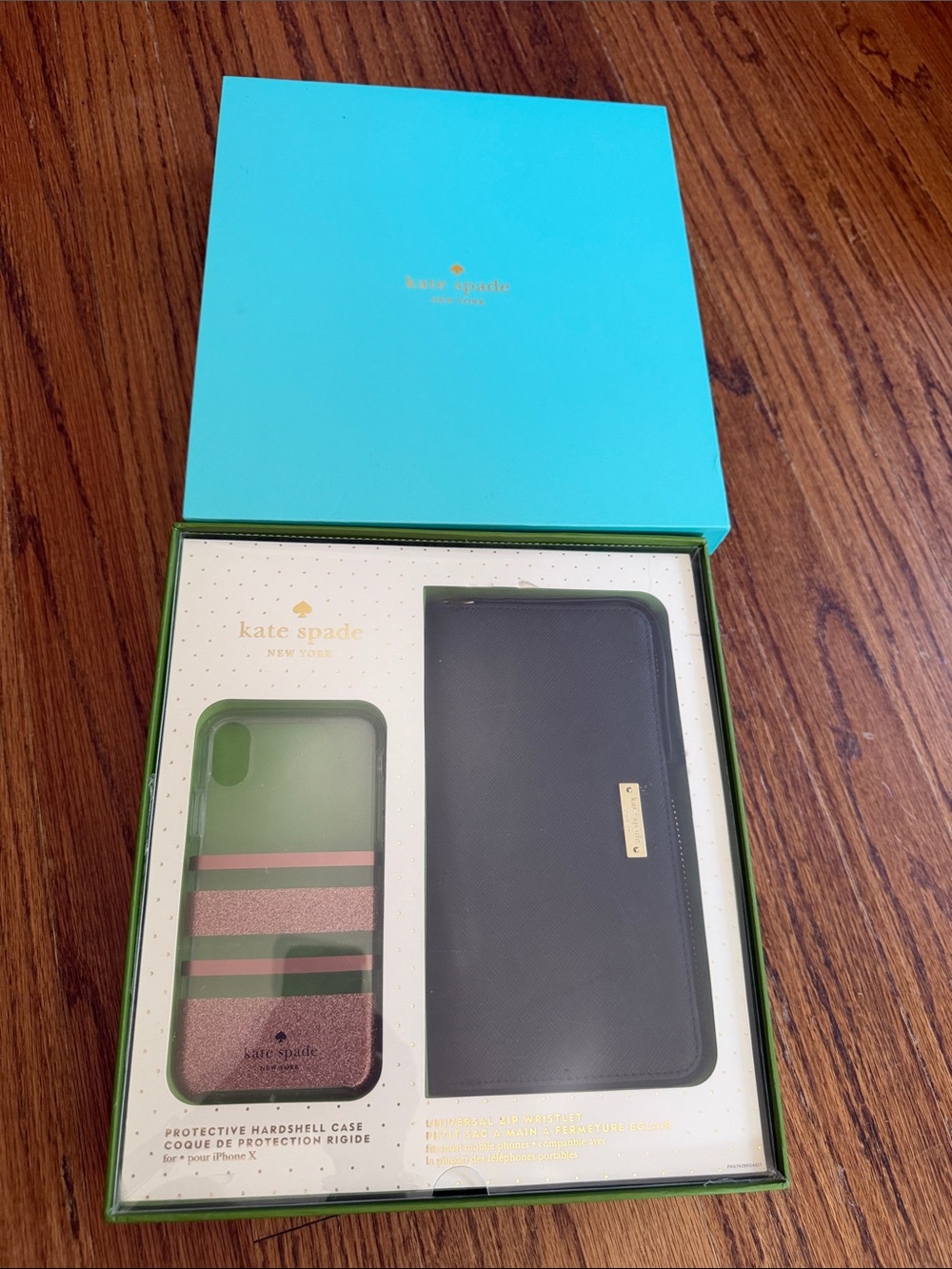 kate spade Clear/Pink IPhone X Case and Black Zip Wallet Gift Set